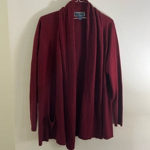 Karen Scott Woman's Plus-size Curvy burgundy wine red Cardigan